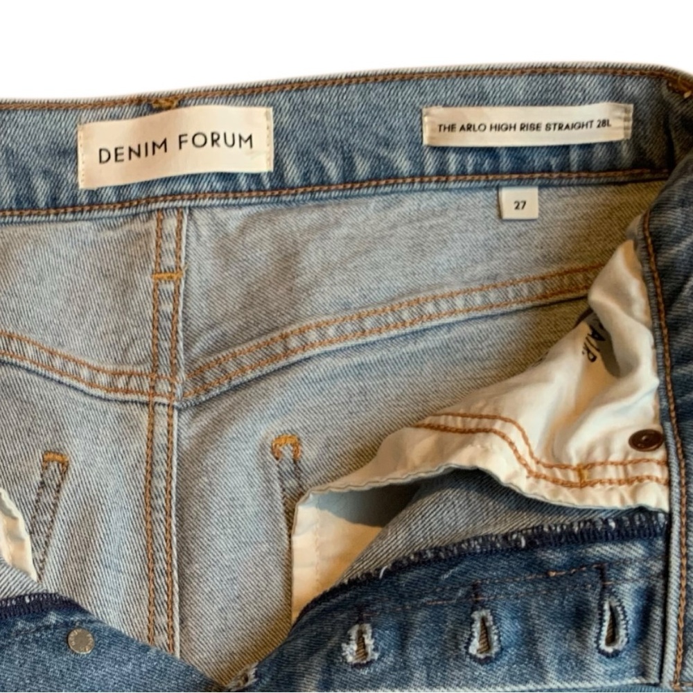 Aritzia Denim Forum Arlo Hi-rise Straight Leg Ankle Length Blue Jeans Size 27 - Picture 9 of 13